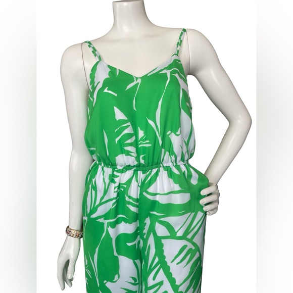 New Lilly Pulitzer Jumpsuit Women Green White Tropical Fully Lined With PocketXS - Picture 3 of 16